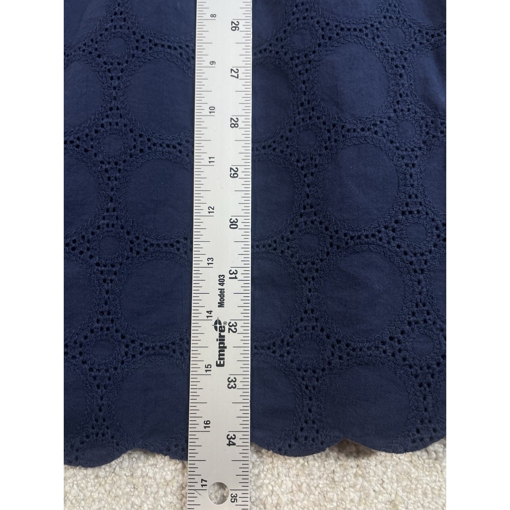 J Crew Dress Women's 6 Shift Crochet Career Navy Eyelet Sheath Overlay - Picture 7 of 7